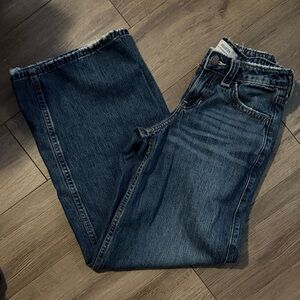 Hollister Women's Dark Blue low rise, super baggy Jeans